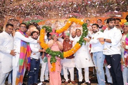 BJP Felicitates Rajya Sabha MP Alka Gurjar in New Delhi