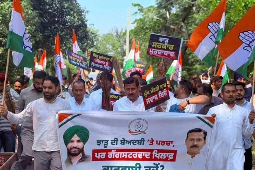Punjab Congress Protests Over Worker Arrested for AAP Symbol Disrespect