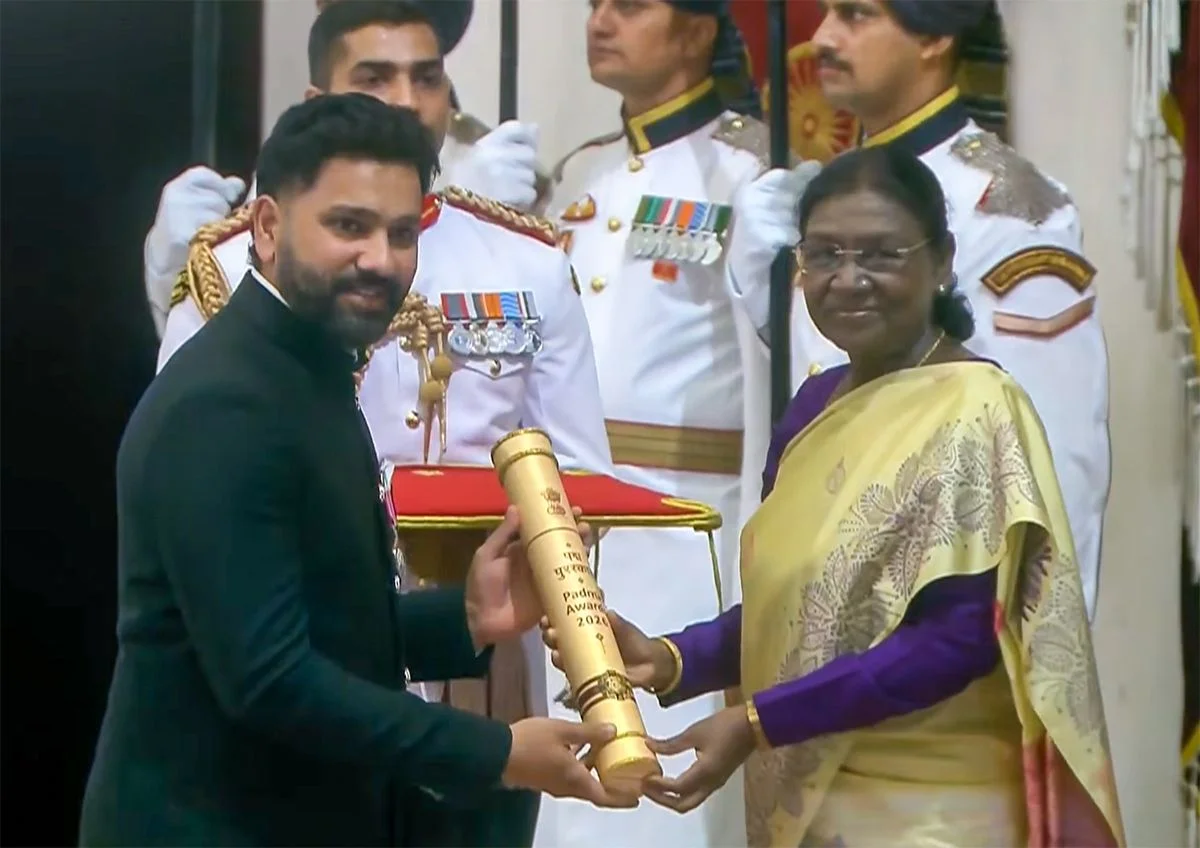 Former Indian Cricket Captain Rohit Sharma Conferred Padma Shri by President Murmu Former India captain Rohit Sharma rec...