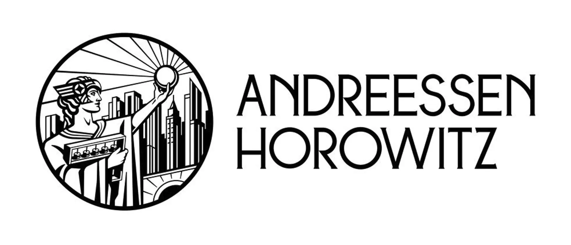 Official corporate typography and emblem logo of venture capital firm Andreessen Horowitz.