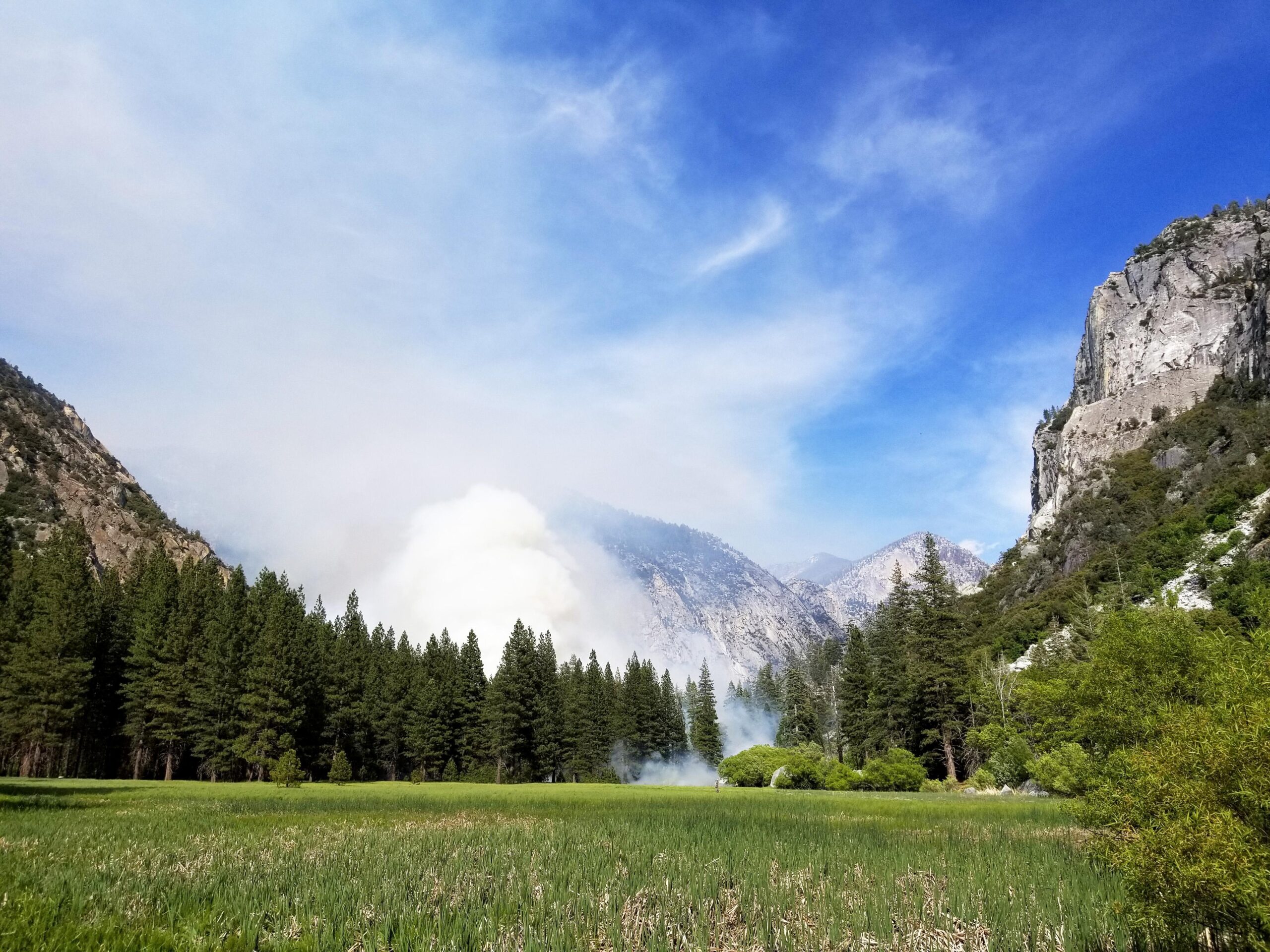Illustrative file photo: smoke rises during the Cedar Central prescribed burn, California (MTheune / National Park Service, public domain)
