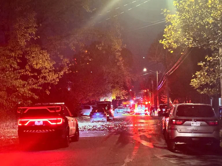 Syracuse firefighters and police at the scene of a fire reported at 1:43 a.m. Thursday, Oct. 29, 2026 at 624 Jamesville Ave.