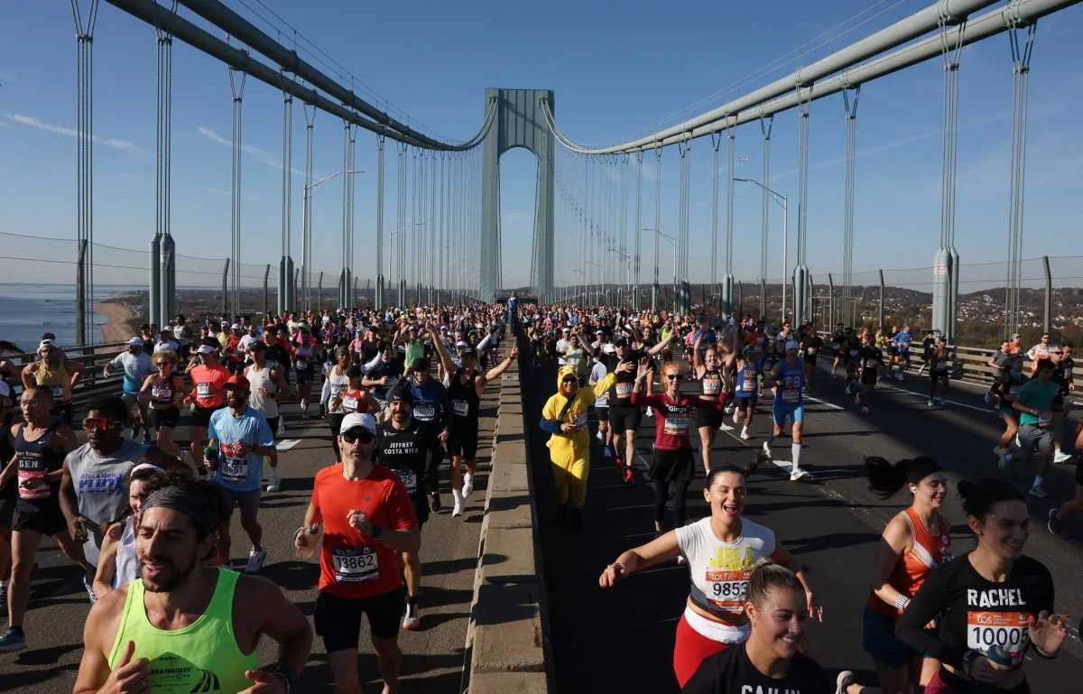 New York Road Runners' 50 Years Through the Five Boroughs Experience exhibition inside Grand Central Terminal's Vanderbilt Hall in Manhattan