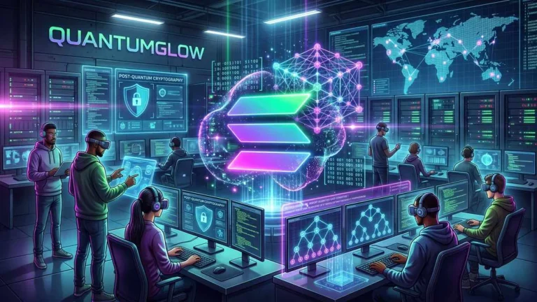 A blockchain engineering workspace showing validator server monitoring dashboards and network performance visualizations on